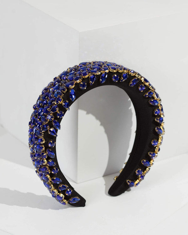 Blue Wide Crystal Headband | Hair Accessories