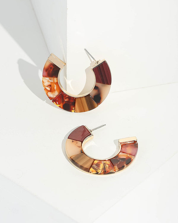 Brown Acrylic Huggie Earrings | Earrings