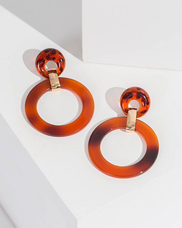 Colette by Colette Hayman Brown Acrylic Loops Drop Earrings