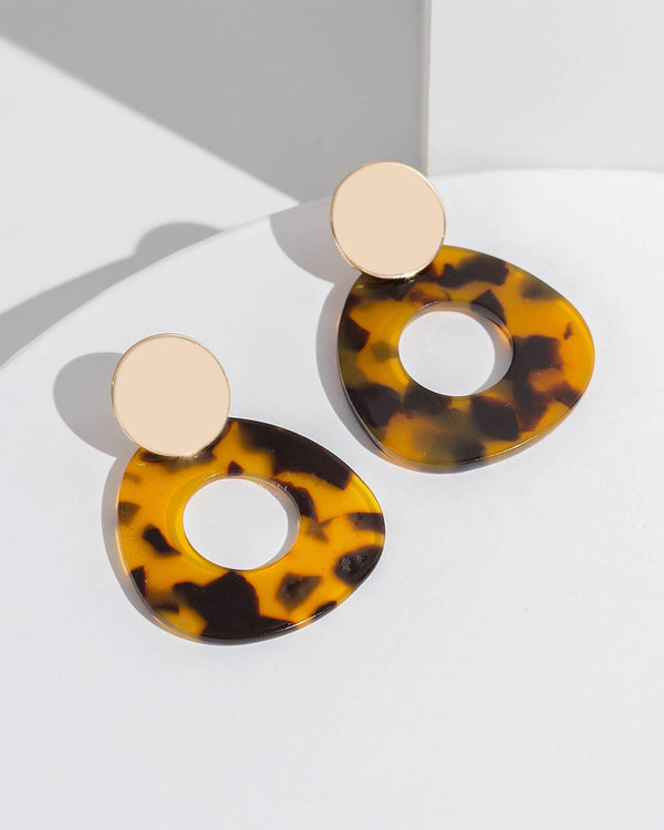 Colette by Colette Hayman Brown Acrylic Oval Drop Earrings