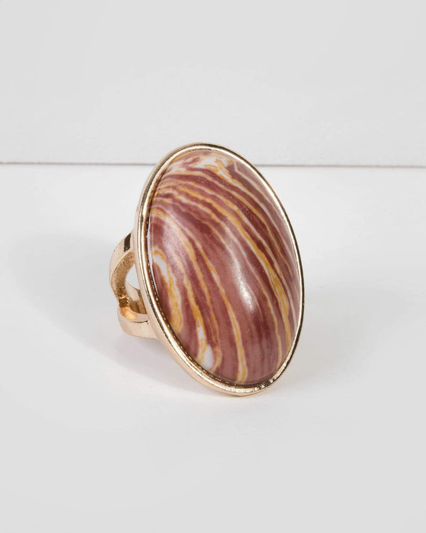Brown Acrylic Oval Stone Ring | Rings
