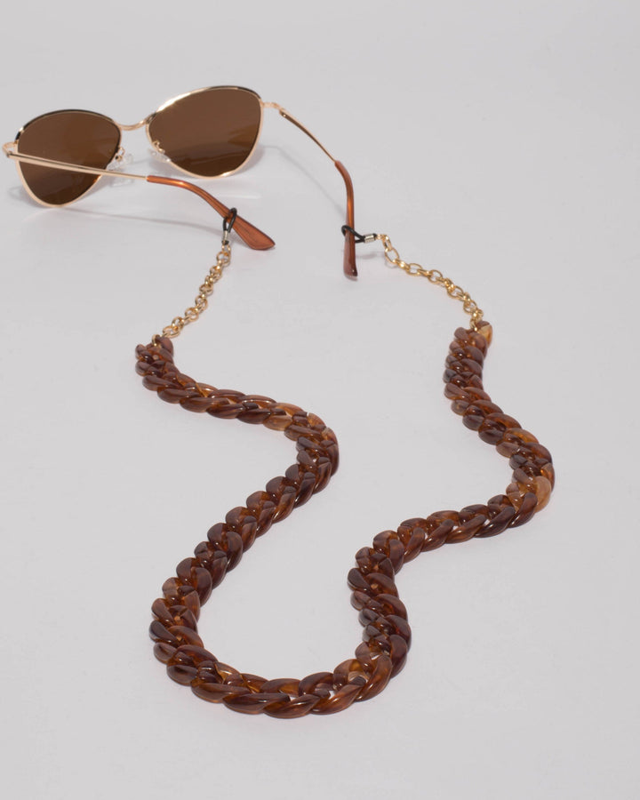 Colette by Colette Hayman Brown Acrylic Sunglasses Chain