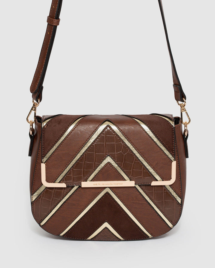 Brown Addie Arrow Panel Bag | Crossbody Bags