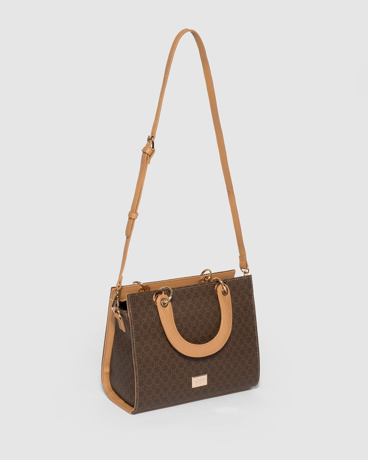 Brown Ella Monogram Tote Bag | Tote Bags