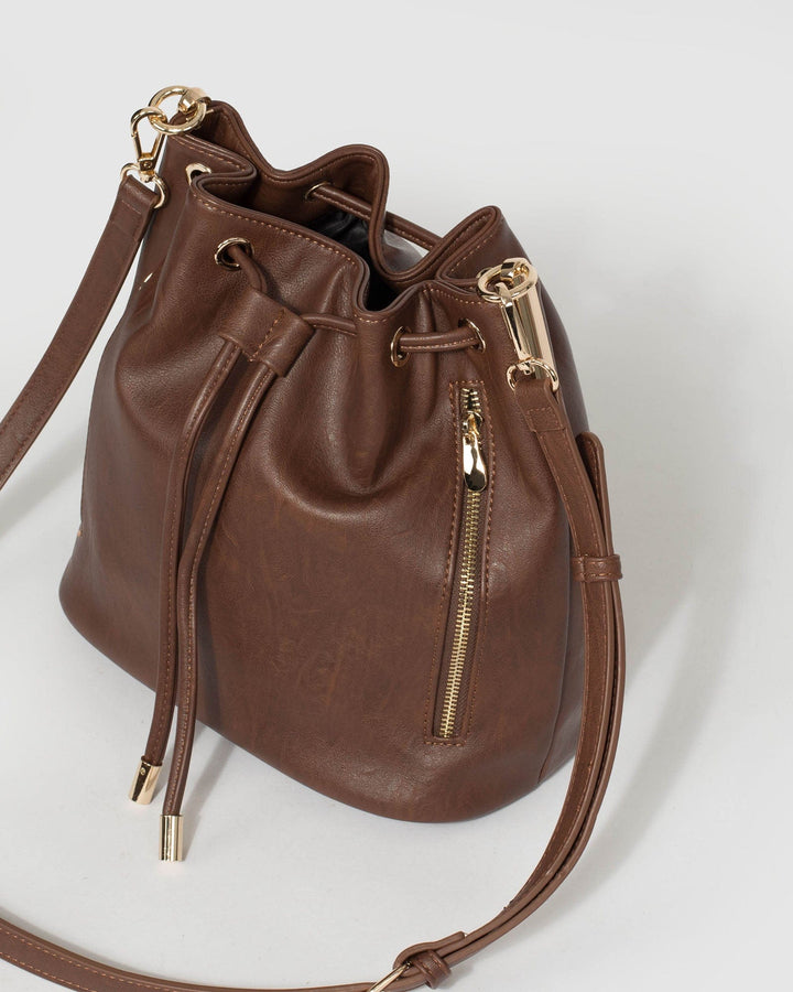 Brown Giselle Hardware Bucket Bag | Bucket Bags