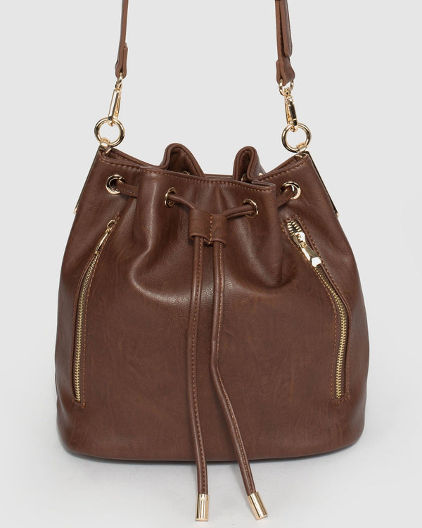 Brown Giselle Hardware Bucket Bag | Bucket Bags