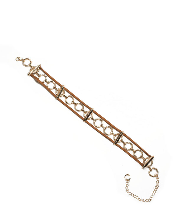 Colette by Colette Hayman Brown Gold Tone Chain Link Choker Necklace