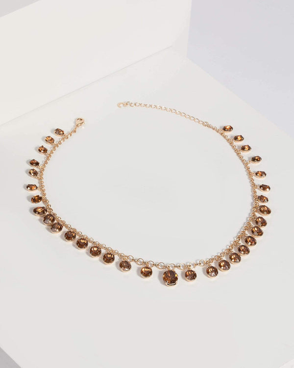 Brown Multi Beaded Chain Necklace | Necklaces