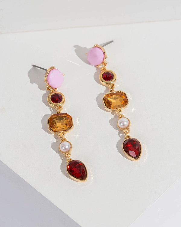 Colette by Colette Hayman Brown Multi Crystal Drop Earrings