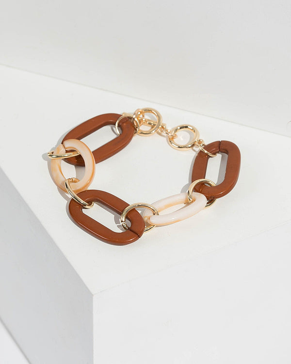 Brown Multi Smokey Link Detail Bracelet | Wristwear