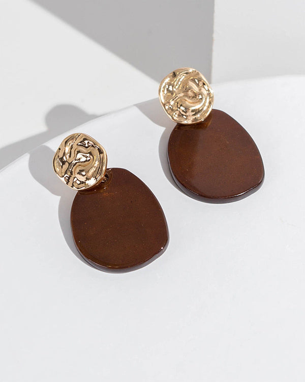 Colette by Colette Hayman Brown Organic Acrylic Drop Earrings