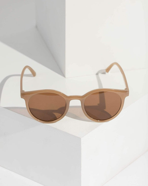 Colette by Colette Hayman Brown Round Acrylic Sunglasses