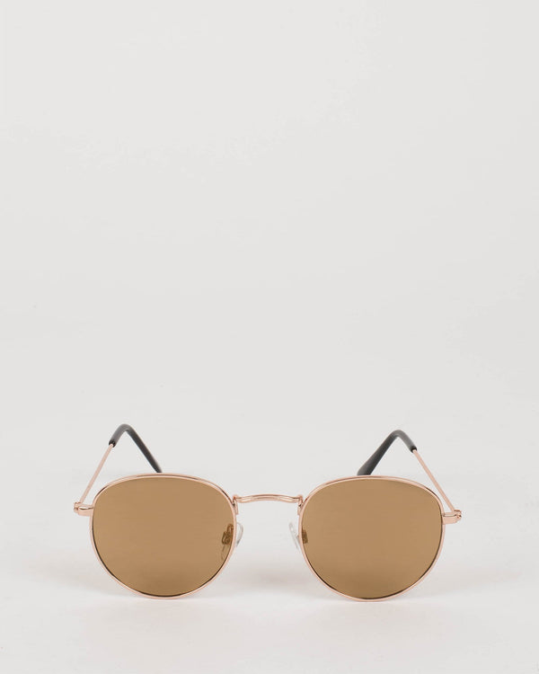 Brown Round Frame Sunglasses | Sunglasses