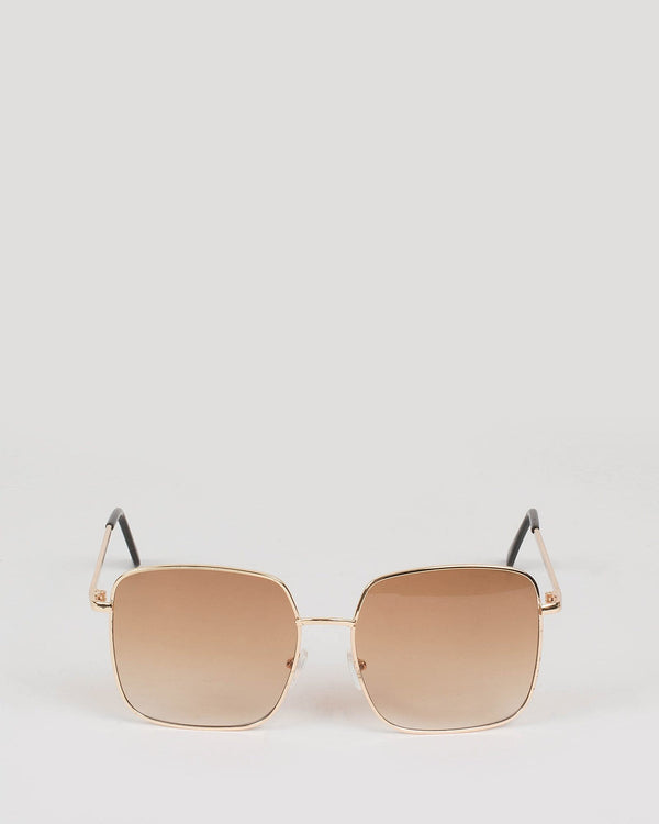 Brown Square Aviator Sunglasses | Sunglasses
