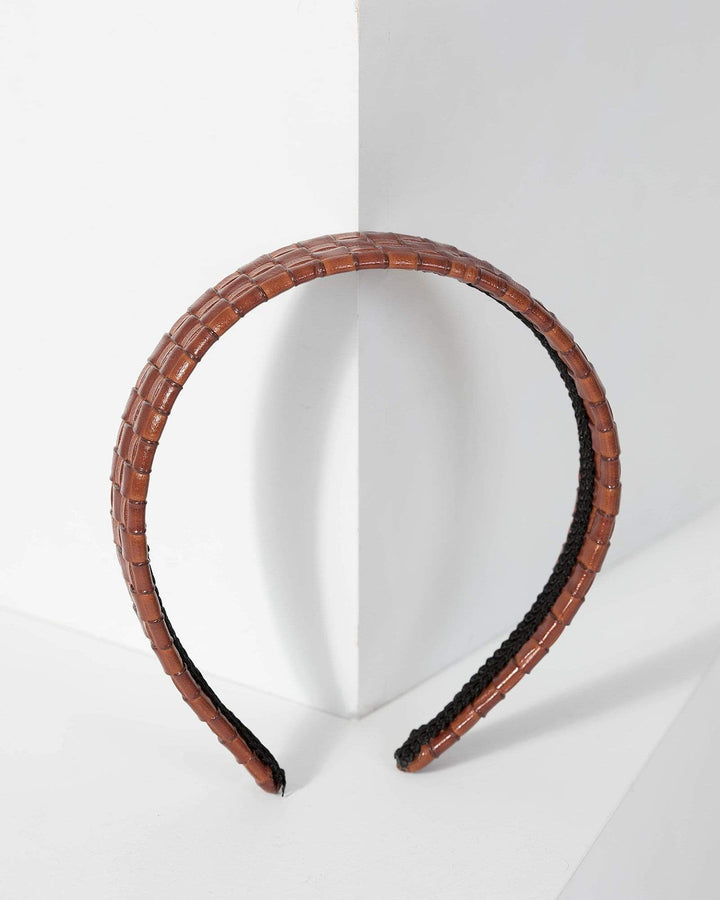 Brown Square Woven Headband | Accessories