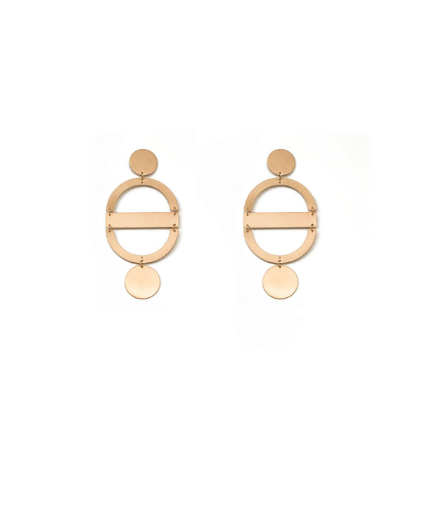 Colette by Colette Hayman Brushed Gold Tone Linking Metal Disk Statement Earrings