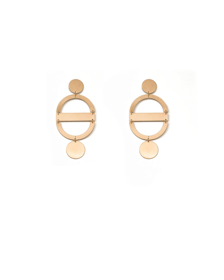 Colette by Colette Hayman Brushed Gold Tone Linking Metal Disk Statement Earrings