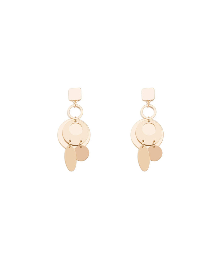 Colette by Colette Hayman Brushed Gold Tone Mixed Metal Shapes Drop Earrings