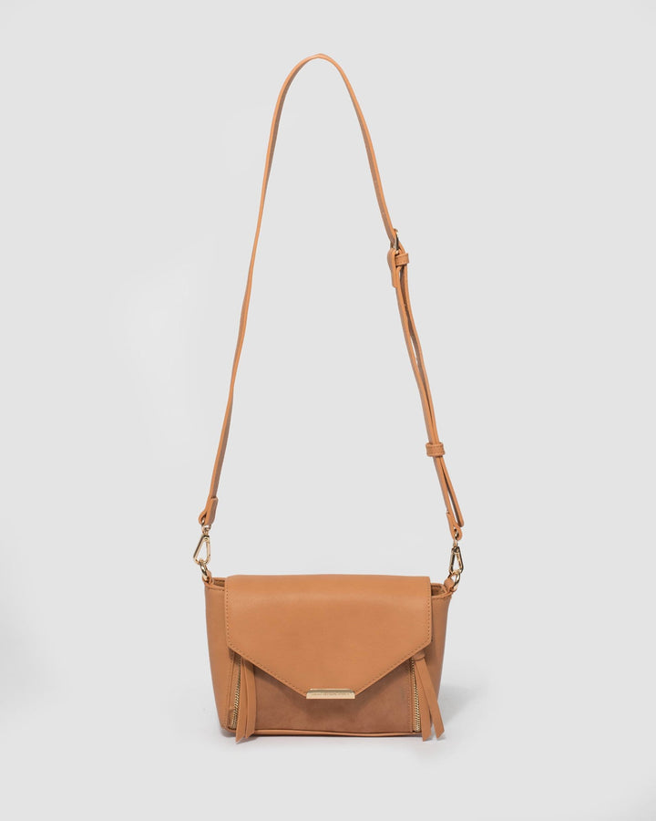 Camel Lydia Zip Crossbody Bag | Crossbody Bags