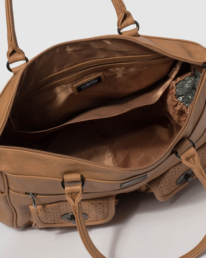 Colette by Colette Hayman Caramel Baby Travel Bag With Gunmetal Hardware