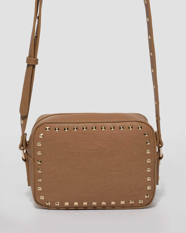 Caramel Chloe Stud Crossbody Bag | Crossbody Bags