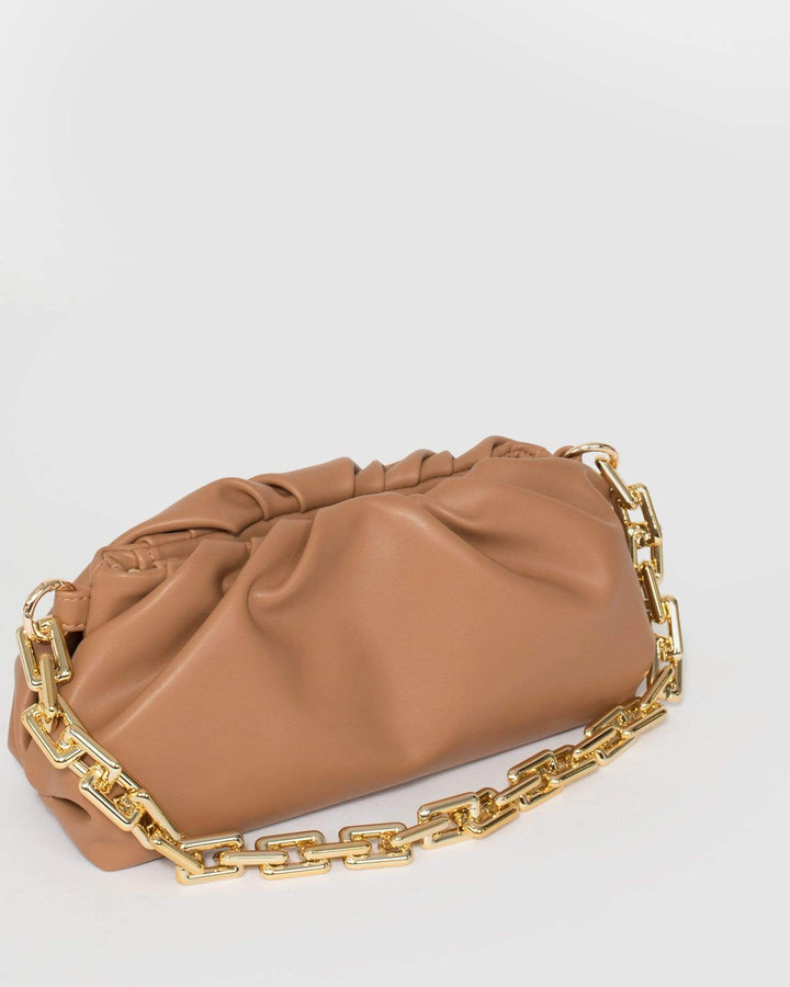 Caramel Claire Chain Shoulder Bag | Clutch Bags