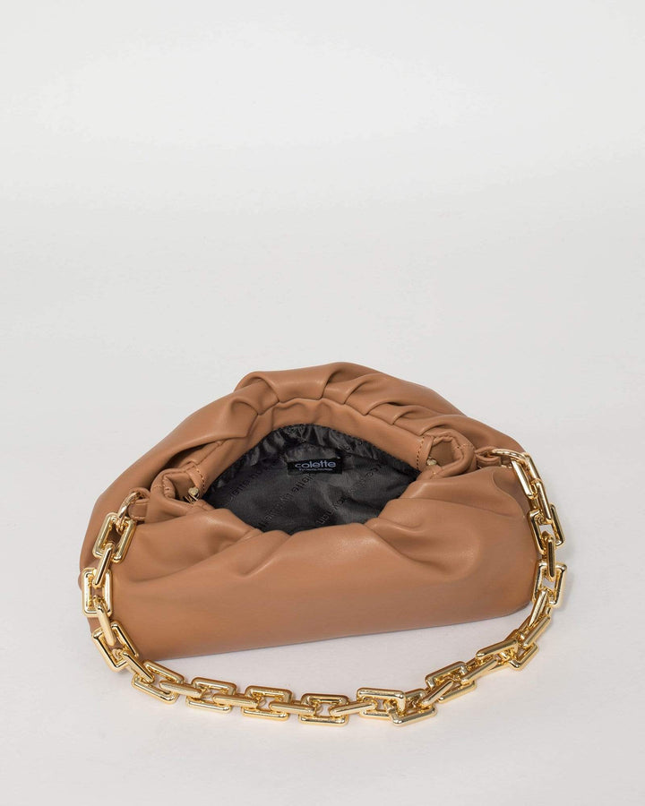 Caramel Claire Chain Shoulder Bag | Clutch Bags