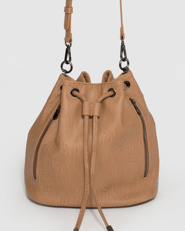 Caramel Giselle Tab Pouch Bag | Bucket Bags