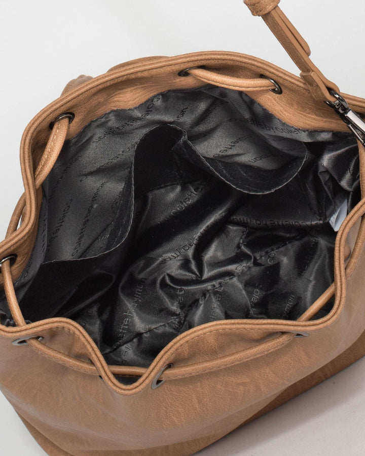 Caramel Giselle Tab Pouch Bag | Bucket Bags