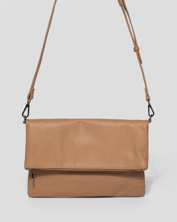 Caramel Meg Plain Fold Clutch Bag | Clutch Bags