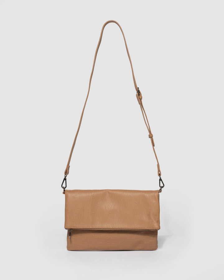 Caramel Meg Plain Fold Clutch Bag | Clutch Bags