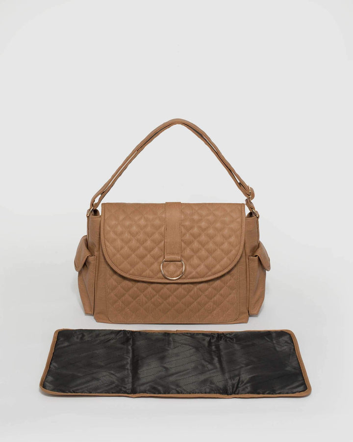 Caramel Quilted Ring Baby Bag | Baby Bags