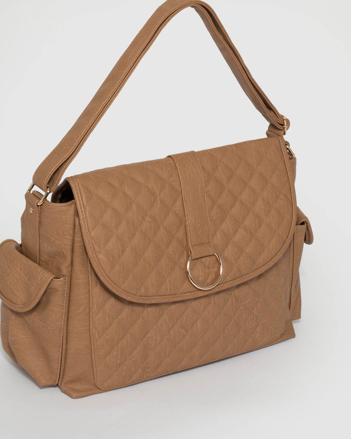 Caramel Quilted Ring Baby Bag | Baby Bags