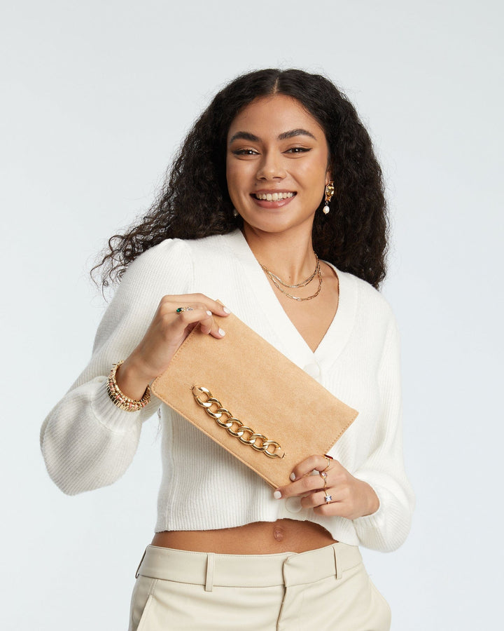 Caramel Veronika Chain Clutch Bag | Clutch Bags