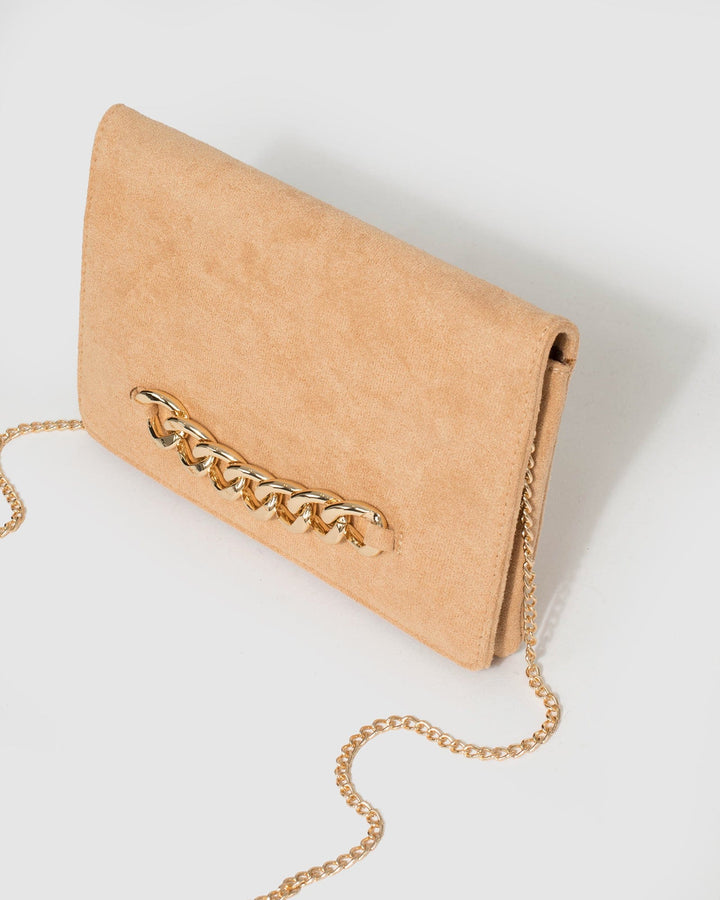 Caramel Veronika Chain Clutch Bag | Clutch Bags