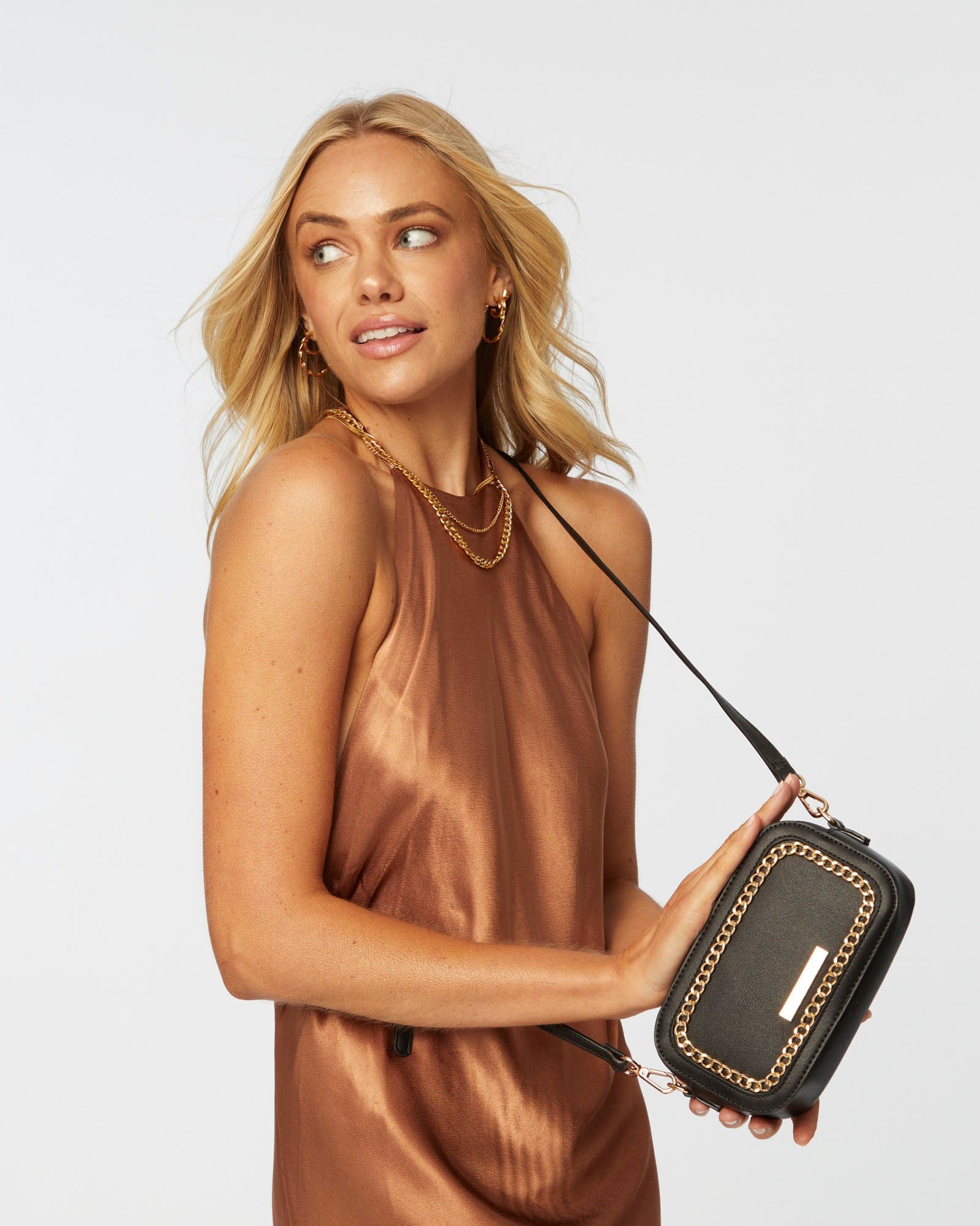 Casey Chain Black Crossbody Bag