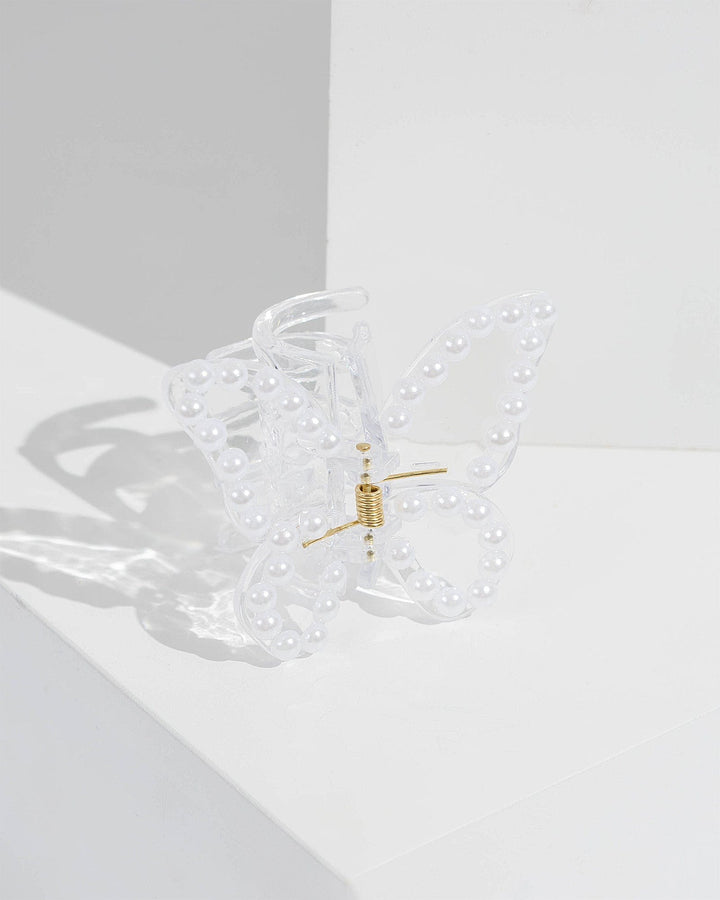 Colette by Colette Hayman Clear Pearl Detail Butterfly Claw Clip