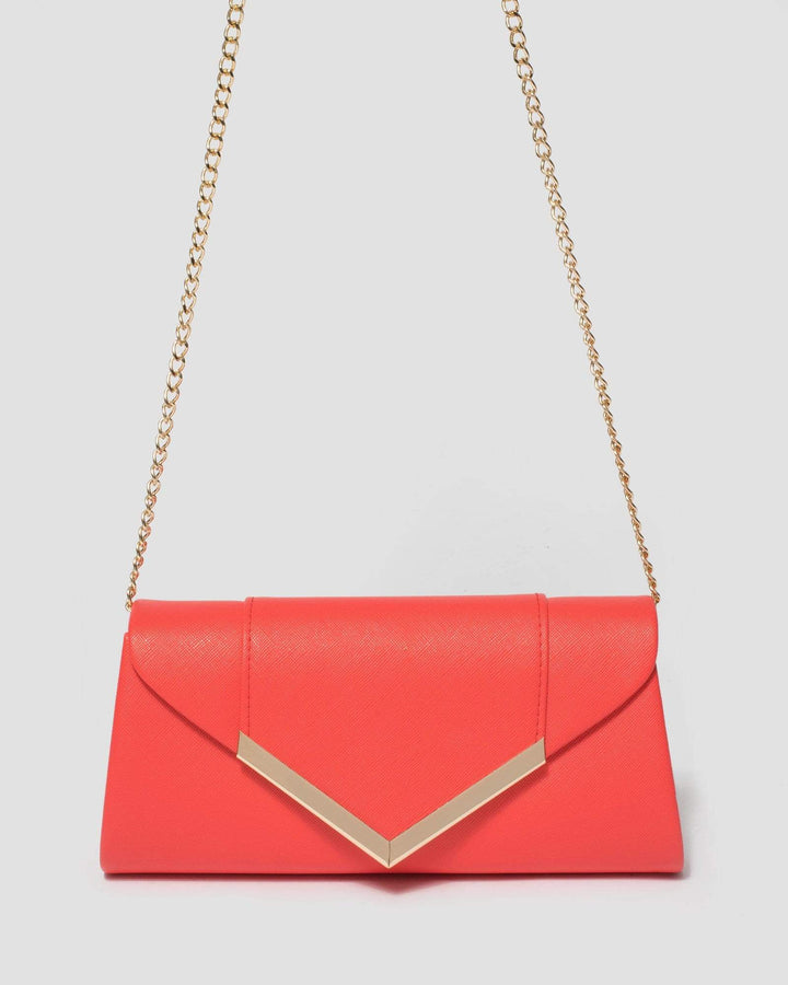 Coral Paula Arrow Clutch Bag | Clutch Bags