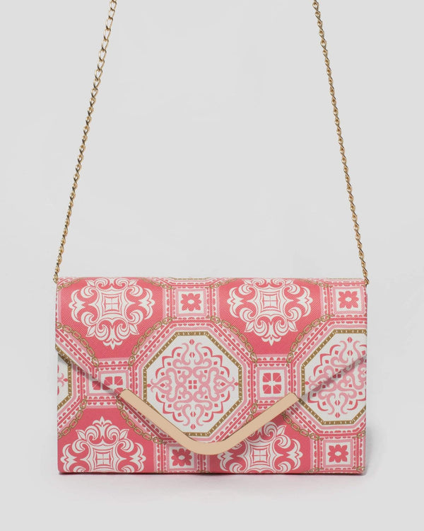 Coral Print Lila Envelope Clutch Bag | Clutch Bags