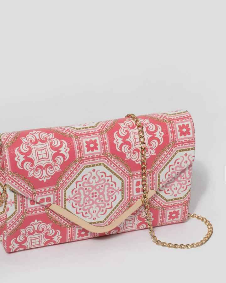 Coral Print Lila Envelope Clutch Bag | Clutch Bags