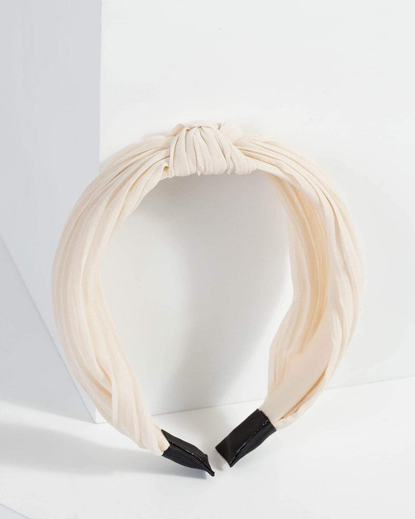 Cream Knotted Detail Headband | Accessories