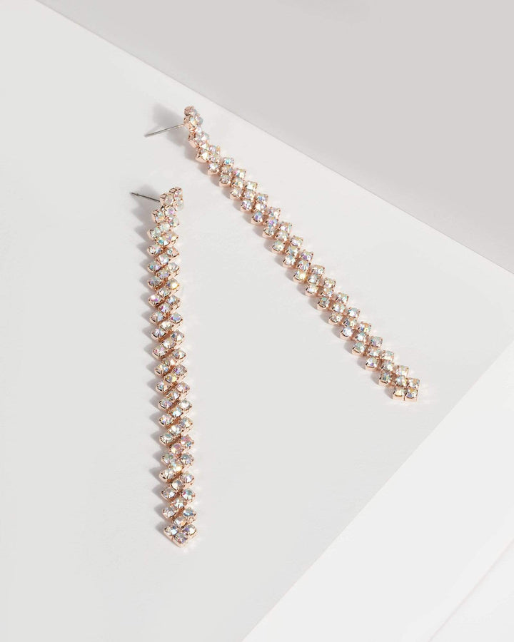 Crystal Ab Row Drop Earrings | Earrings