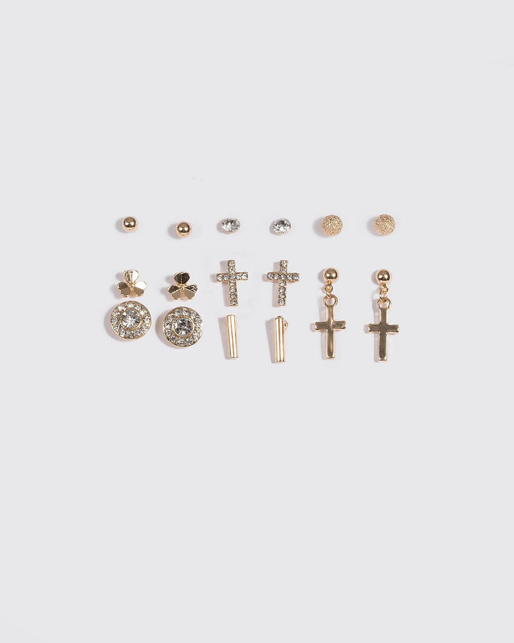 Crystal Cross Pave Stud Earring Set | Earrings