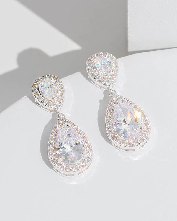 Colette by Colette Hayman Crystal Cubic Zirconia Double Tear Drop Earrings