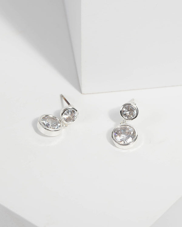 Crystal Double Cubic Zirconia Drop Earrings | Earrings