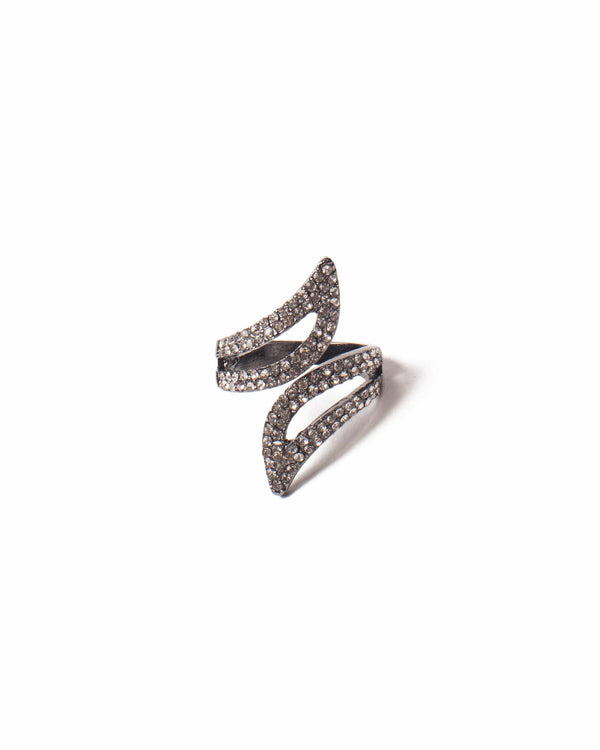 Colette by Colette Hayman Crystal Gunmetal Tone Diamante Wrist Ring - Medium