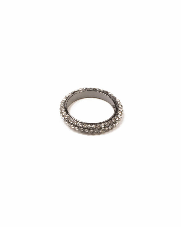 Colette by Colette Hayman Crystal Gunmetal Tone Pave Wide Band Ring - Large