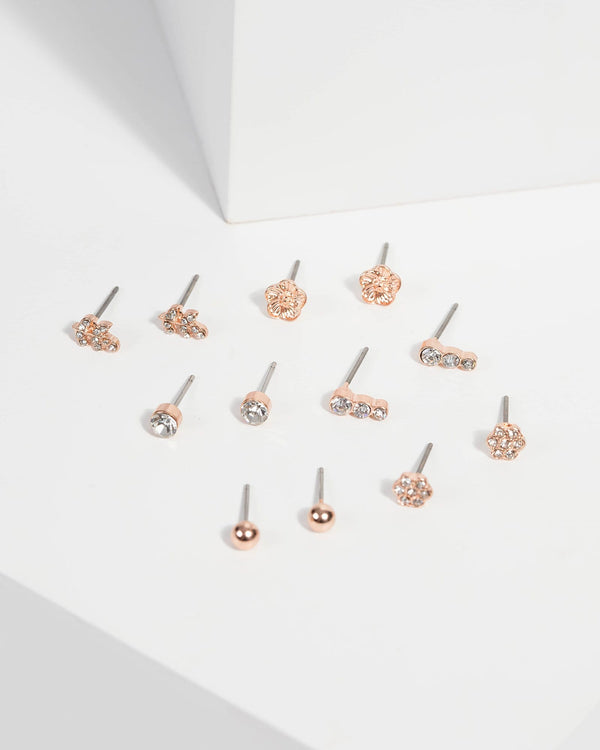 Crystal Multi Flower Stud Earrings | Earrings