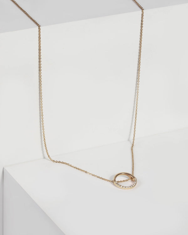 Crystal Pave Circle Fine Chain Necklace | Necklaces