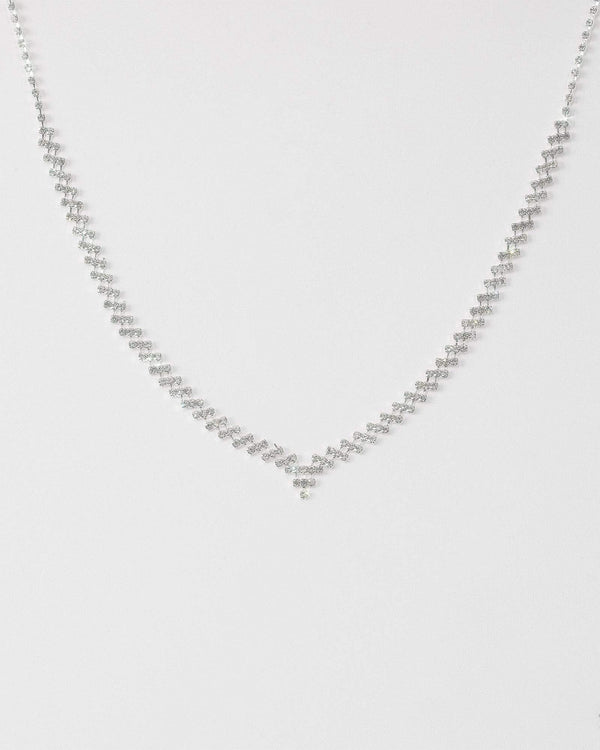 Colette by Colette Hayman Crystal Silver Tone Diamante Cup Chain Teardrop Necklace